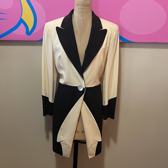 Moschino Couture Double Collar Tuxedo Jacket Ivory Black - Picture 2 of 16